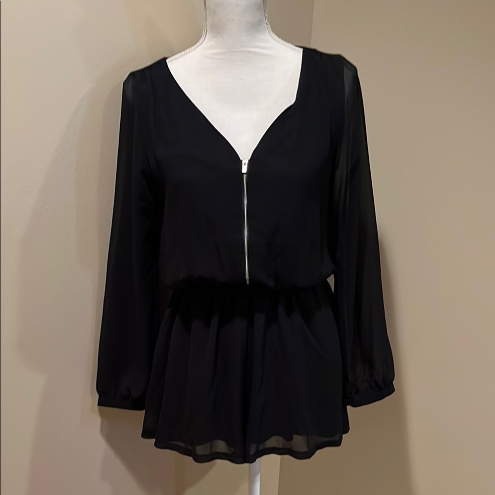 Express Black Sheer Sleeve Romper